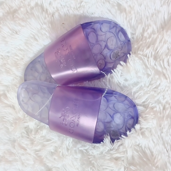 Coach Ulyssa Rubber Water Resistant Jelly Slide Sandals Purple Size 7B - Picture 2 of 9